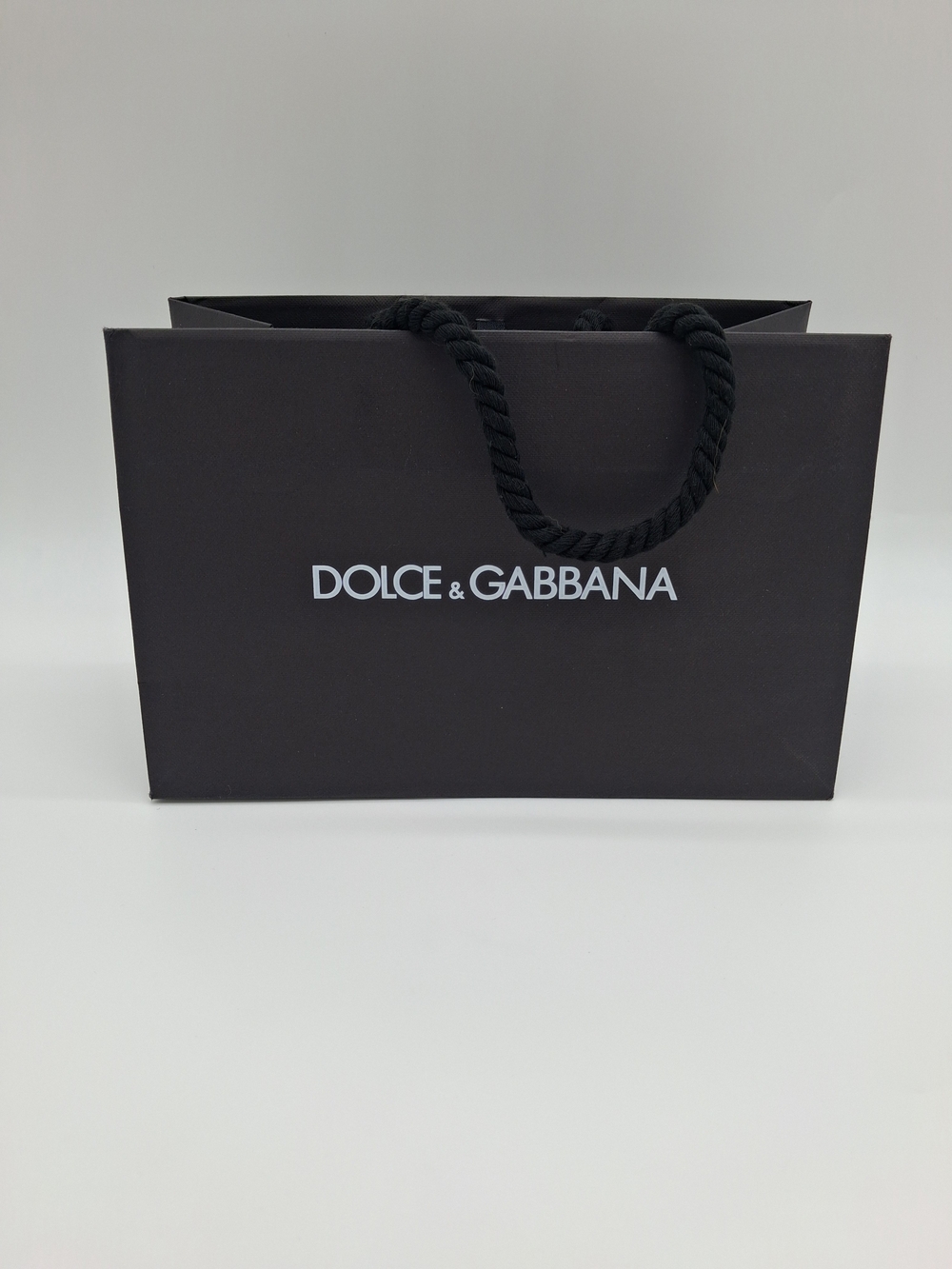 DOLCE & GABBANA Black Luxury Shopping Gift Bag White Logo Rope Handles EUC
